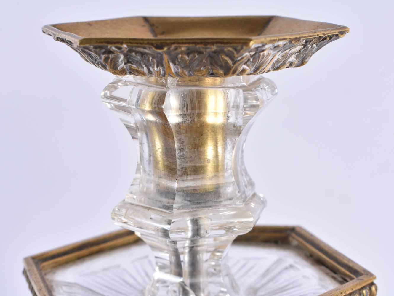 A FINE PAIR OF EARLY 19TH CENTURY CONTINENTAL BRONZE AND ROCK CRYSTAL CANDLESTICKS French of - Image 2 of 8