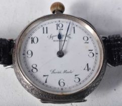 SQUIRE & SON Fob Watch Conversion Wristwatch  Stamped 935.  Movement - Hand-wind.  WORKING -