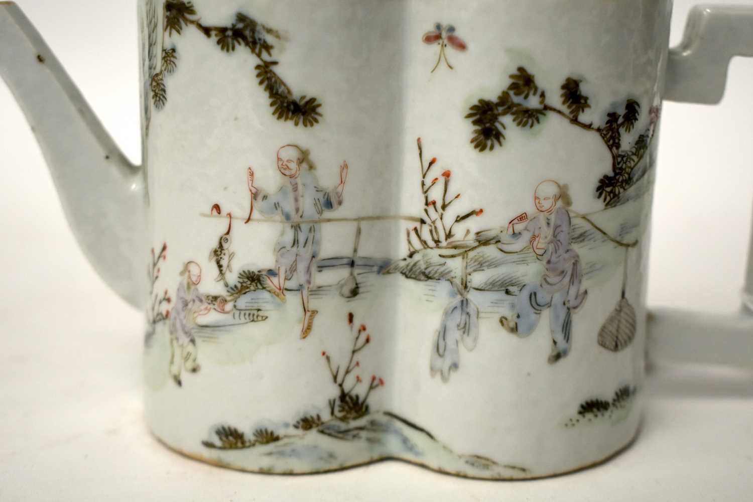 A LATE 19TH CENTURY CHINESE FAMILLE ROSE PORCELAIN GOURD FORM TEPAOT AND COVER Guangxu, painted with - Image 8 of 26