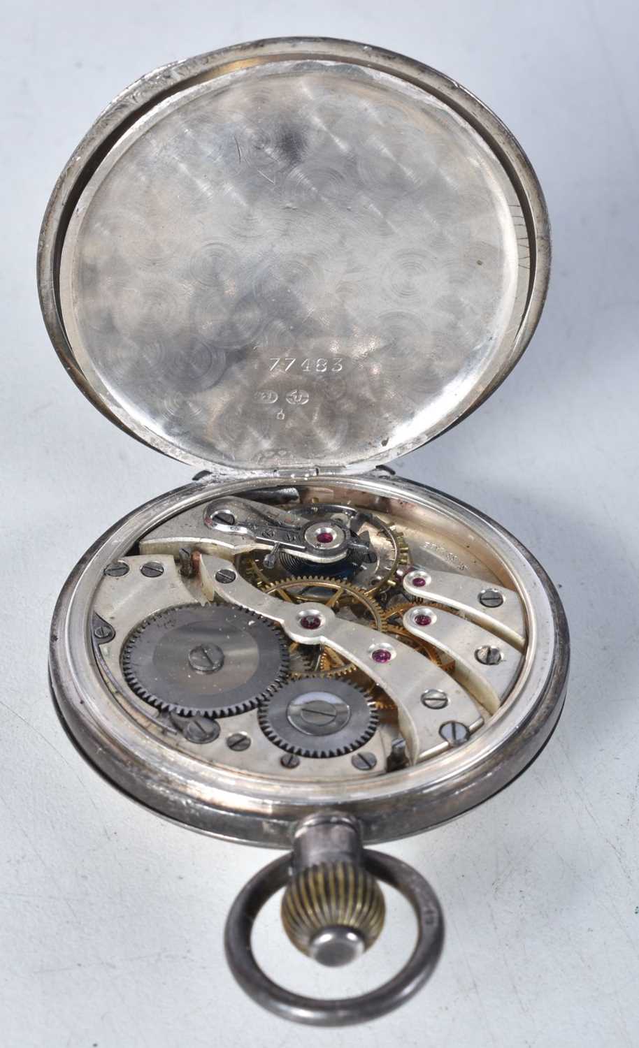 Vintage Silver Gents Half Hunter Pocket Watch.  Stamped 925. Movement - Hand-wind.  WORKING - Tested - Image 3 of 4