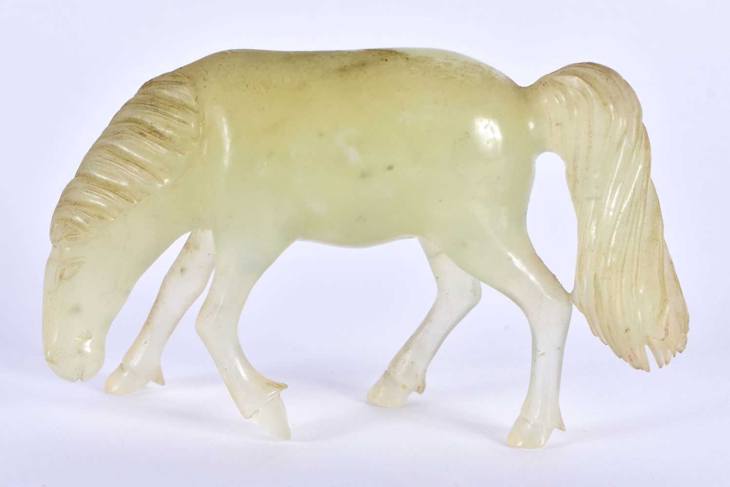 A SET OF SIX LATE 19TH CENTURY CHINESE CARVED JADE HORSES Late Qing, modelled in various forms and - Image 11 of 46