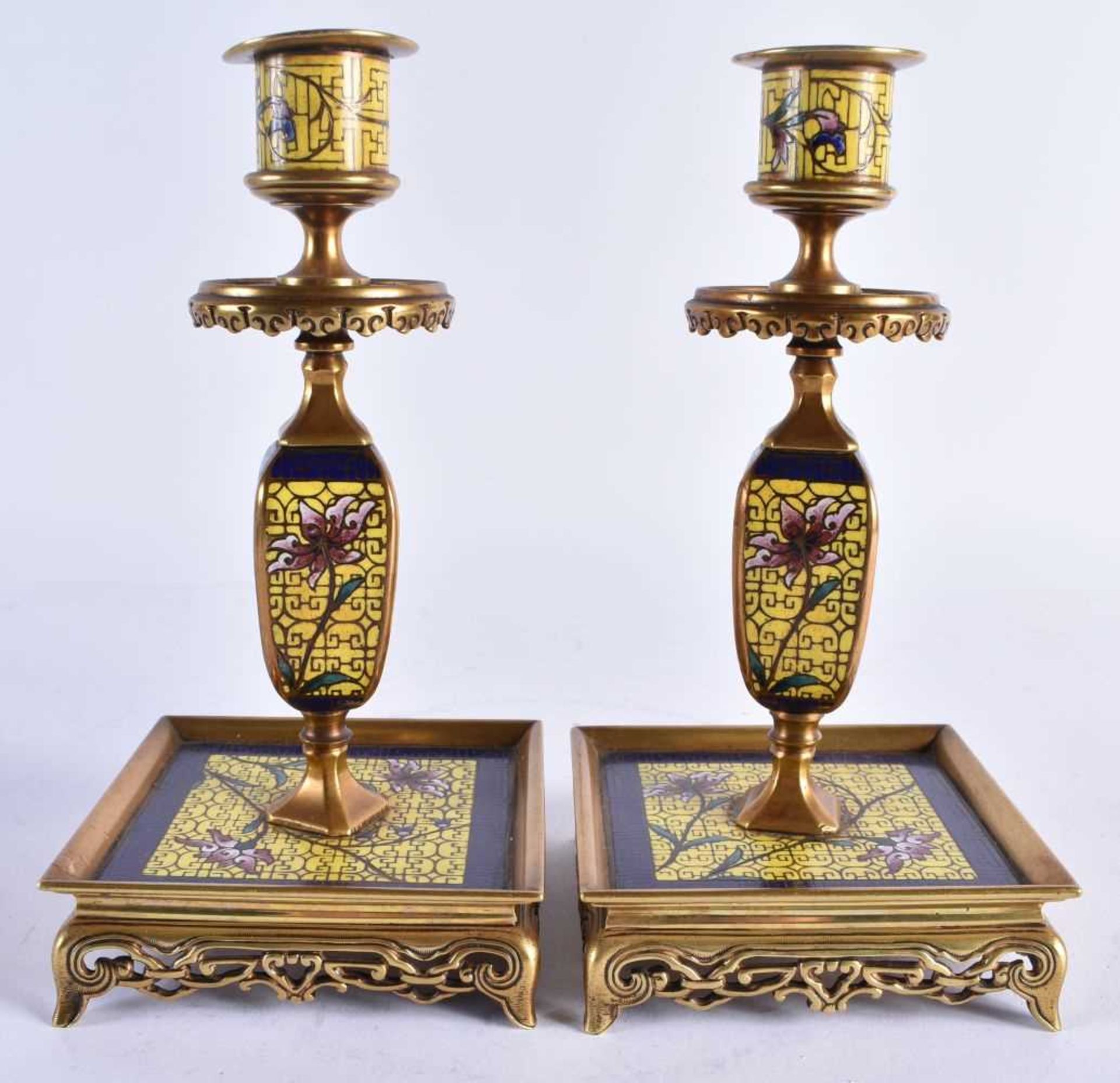 A FINE 19TH CENTURY FRENCH BRONZE AND CHAMPLEVE ENAMEL DESK GARNITURE in the manner of - Image 10 of 14