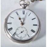 A Victorian Silver Pocket Watch. Hallmarked London 1884. 4.6cm diameter, weight 94g. Runs then