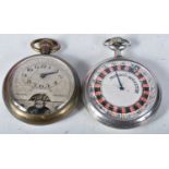 "Pocket Watch" "Game Clock" Mechanical Roulette Monte-Carlo together with a Hebdomas Style 8 Day