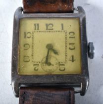 Art Deco Silver Cased Gents Wristwatch. Stamped 925.  Movement - Hand-wind.  WORKING - Tested For