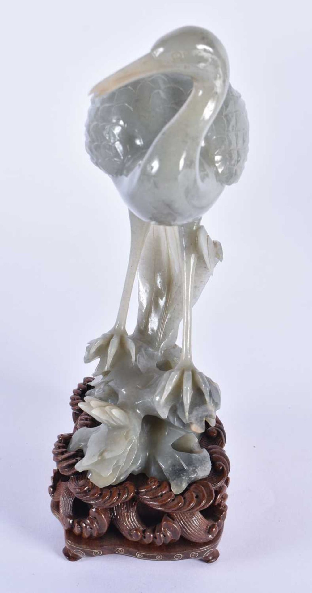 A LOVELY LARGE PAIR OF 19TH CENTURY CHINESE CARVED JADE FIGURES OF BIRDS Qing, beautifully carved - Image 7 of 44