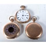 An Open Face Pocket Watch together with a Hunter Pocket watch and a 10 Carat Gold Plated Half Hunter