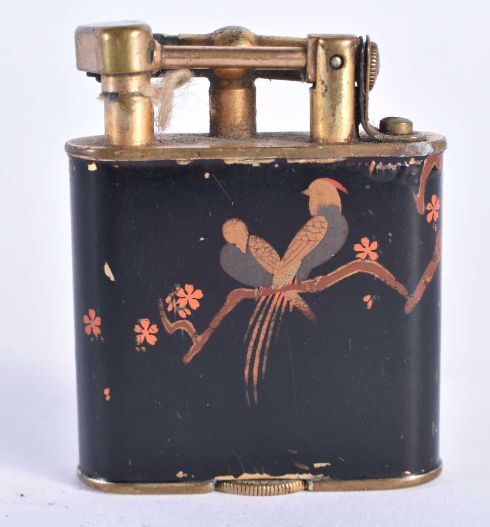 A RARE ART DECO DUNHILL NAMIKI LACQUER LIGHTER decorated with birds. 4.5 cm x 3.75 cm.
