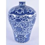 A LARGE 18TH CENTURY CHINESE BLUE AND WHITE PORCELAIN MEIPING VASE Qianlong mark and late in the