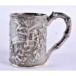 A 19TH CENTURY CHINESE EXPORT SILVER MUG Qing. 109 grams. 9 cm x 7.5 cm.