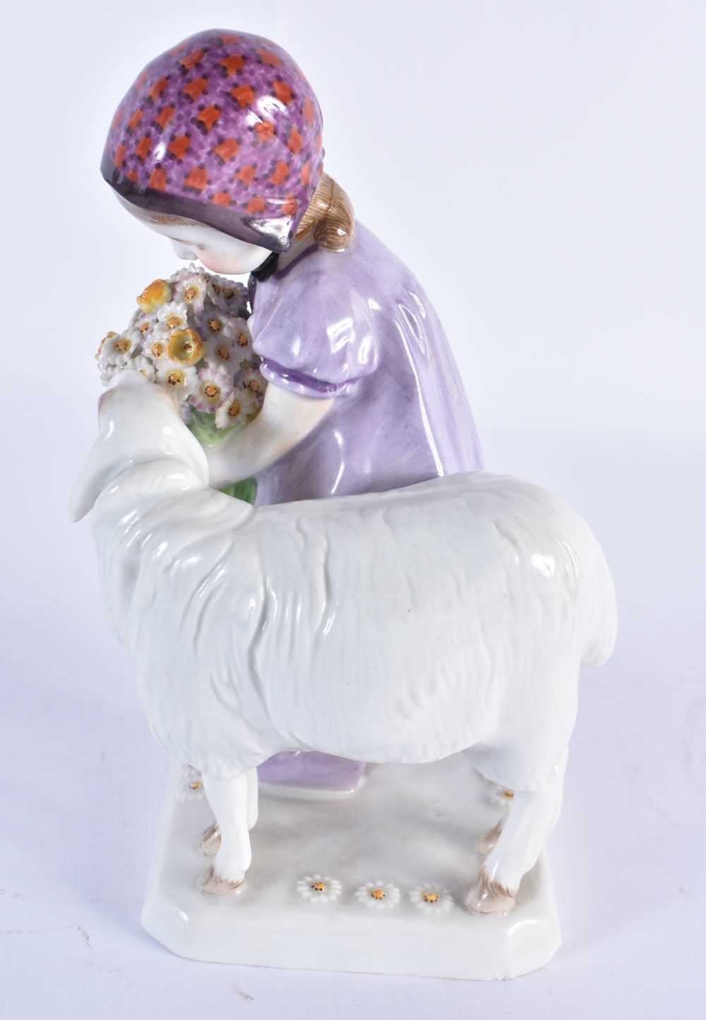 AN UNUSUAL GERMAN MEISSEN PORCELAIN GROUP depicting a child and a young goat. 17 cm high. - Image 2 of 18