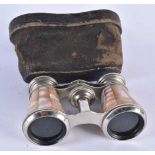 A PAIR OF MOTHER OF PEARL OPERA GLASSES. 9 cm x 8 cm extended.
