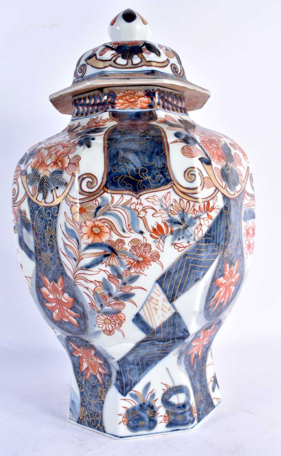 A LARGE 18TH CENTURY JAPANESE EDO PERIOD IMARI VASE AND COVER painted with landscapes, together with - Image 2 of 10