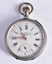 GEORGES FAVRE-JACOT Sterling Silver Gents Vintage Pocket Watch Hand-wind Working. 84 grams. 4.75