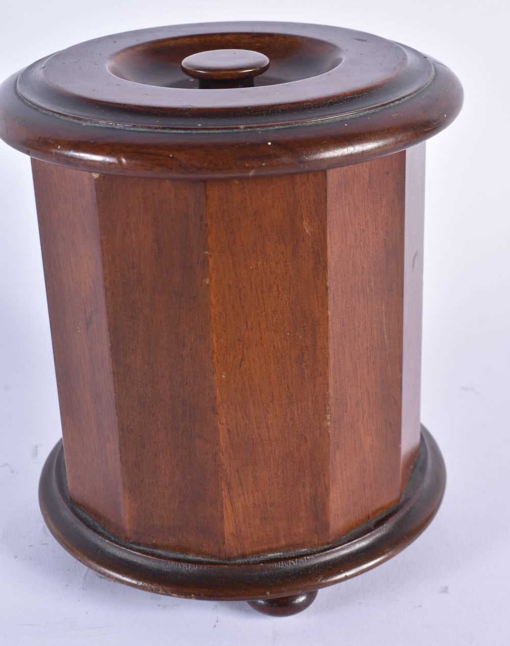 AN UNUSUAL DUNHILL MAHOGANY AIR TIGHT TOBACCO JAR AND COVER. 17 cm x 14 cm. - Image 3 of 6