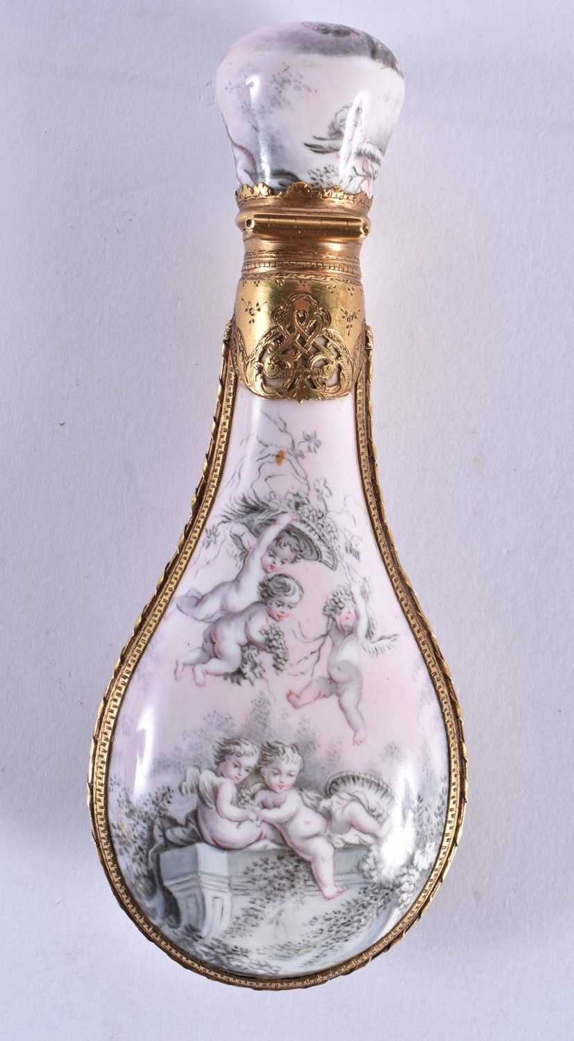 A FINE EARLY 19TH CENTURY VIENNESE ENAMEL AND ENGRAVED BRONZE SCENT BOTTLE AND STOPPER beautifully - Image 5 of 20