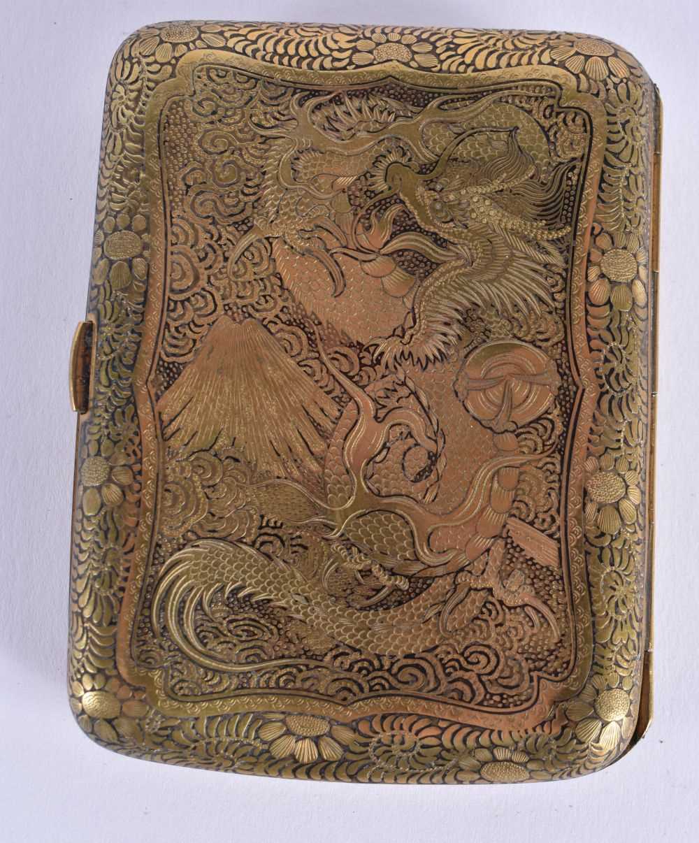 A 19TH CENTURY JAPANESE MEIJI PERIOD KOMAI STYLE DAMASCENED CIGARETTE CASE decorated with dragons - Image 3 of 3