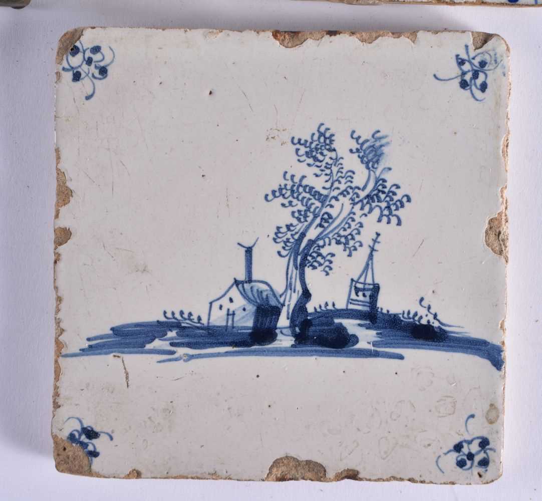 SEVEN DELFT BLUE AND WHITE & POLYCHROME TILES. 12.5 cm square. (7) - Image 6 of 7