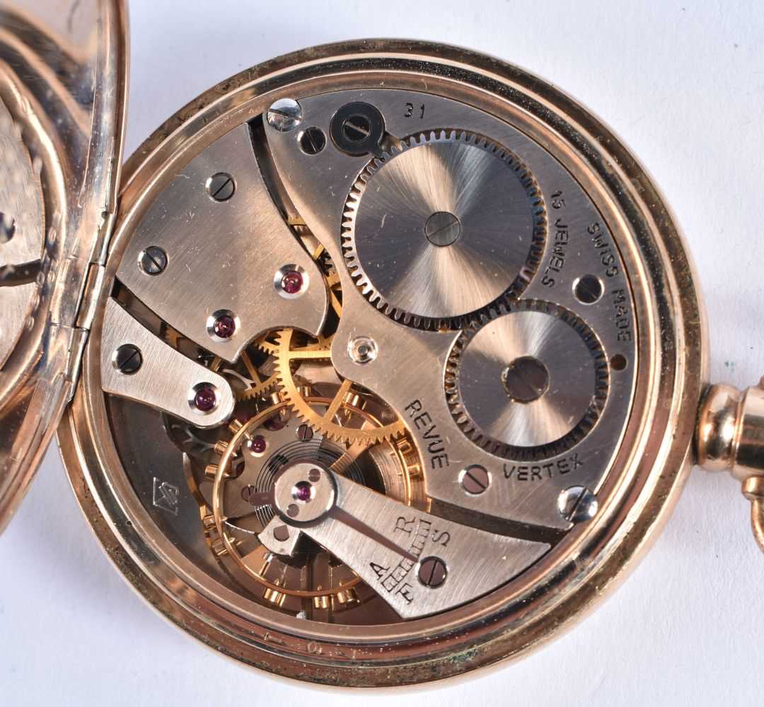VERTEX REVUE Gents Vintage Rolled Gold Open Face Pocket Watch Hand-wind Working. 5 cm diameter. - Image 2 of 4