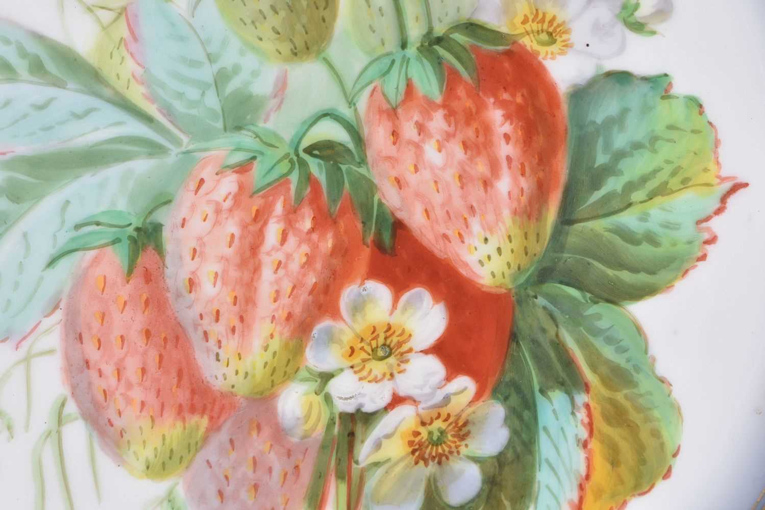 A PAIR OF LATE 19TH CENTURY FRENCH SEVRES PORCELAIN CABINET PLATES painted with panels of fruit, - Image 6 of 8