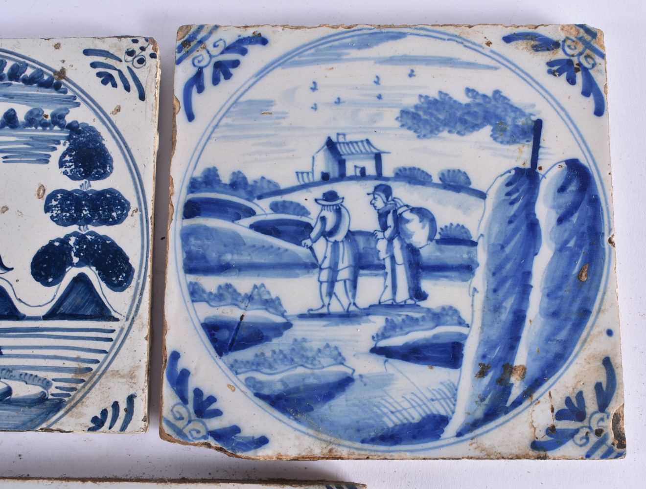 FIVE DELFT BLUE AND WHITE TILES. 12.5 cm square. (5) - Image 3 of 5