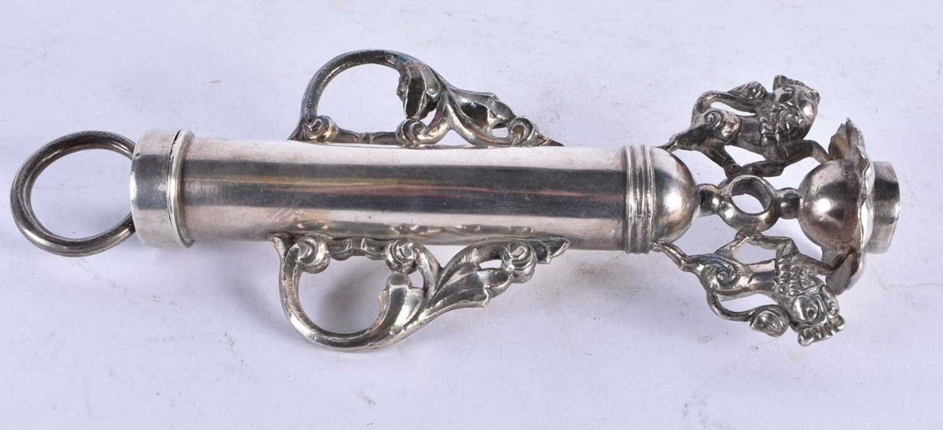 AN ANTIQUE INDIAN SILVER INSTRUMENT. 176 grams. 22 cm long.