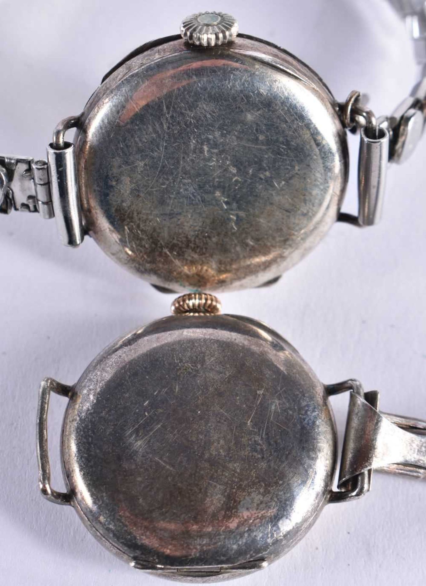 x 2 Sterling Silver Vintage Ladies Enamel Dial Wristwatches Hand-wind Working. 55 grams. (2) - Image 4 of 5