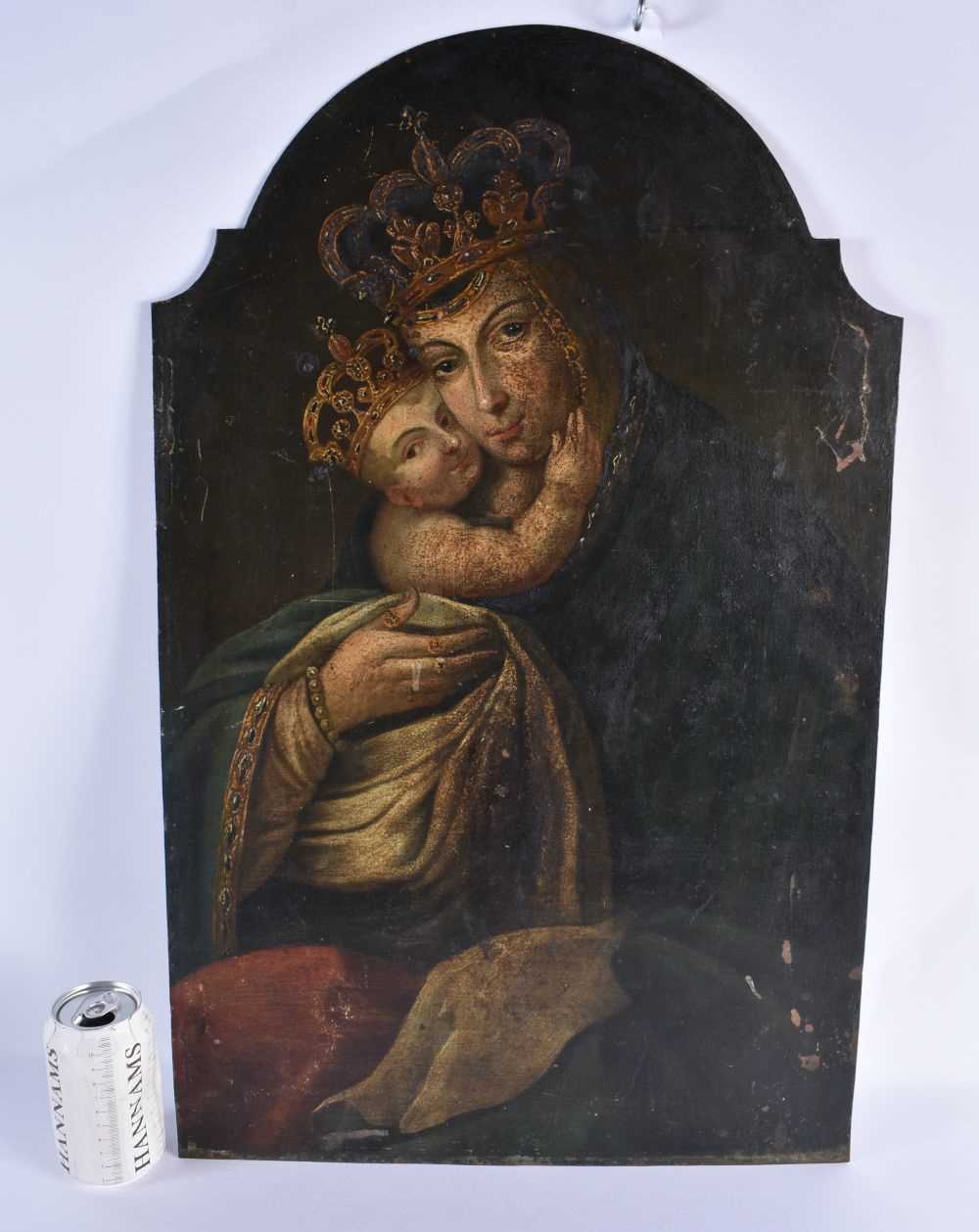 A LOVELY LARGE EARLY 18TH CENTURY CONTINENTAL OIL ON TIN PAINTING depicting a Queen holding her