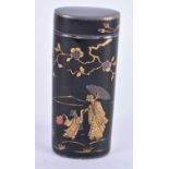 A LOVELY EARLY 20TH CENTURY ENGLISH SILVER AND CHINOSERIE LACQUER BOX AND COVER by H G Ld., in the