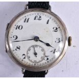Sterling Silver Gents Vintage Trench Style Wristwatch Hand wind Working. 3.25 cm wide inc crown.