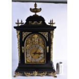 A VERY LARGE 19TH CENTURY EBONISED BRONZE MOUNTED MANTEL CLOCK overlaid with foliage and masks. 68