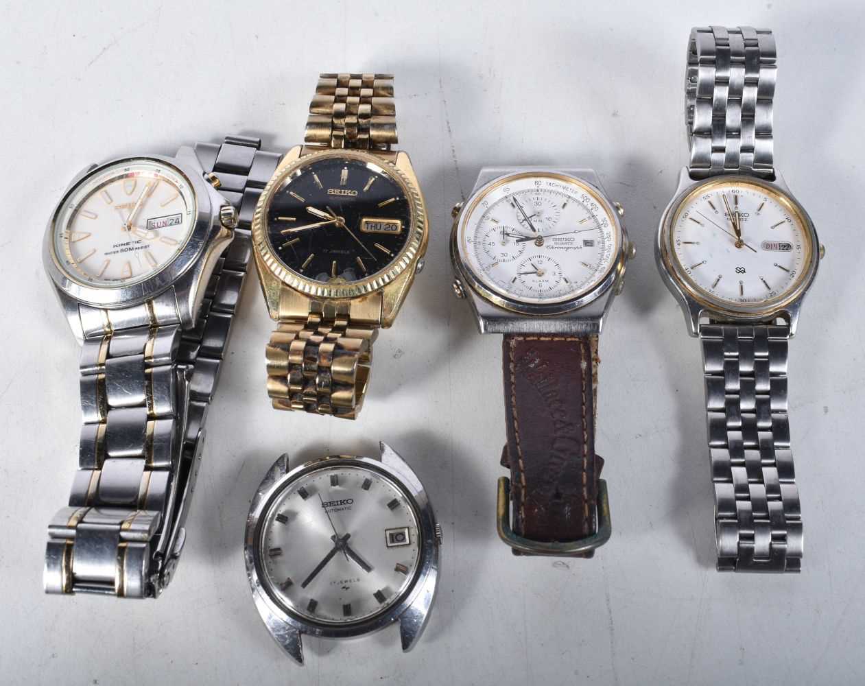 Five Vintage Seiko Wristwatches (2 Automatic, S2, Kinetic, Chronograph), not working