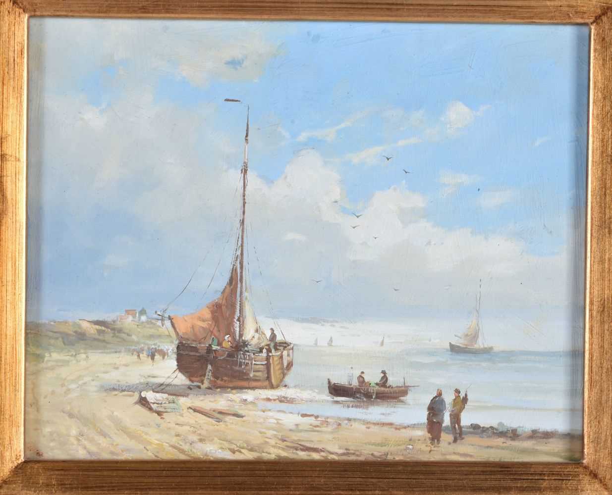 English School (Early 20th Century) Oil on board, Coastal scene. 48 cm x 42 cm. - Image 2 of 3