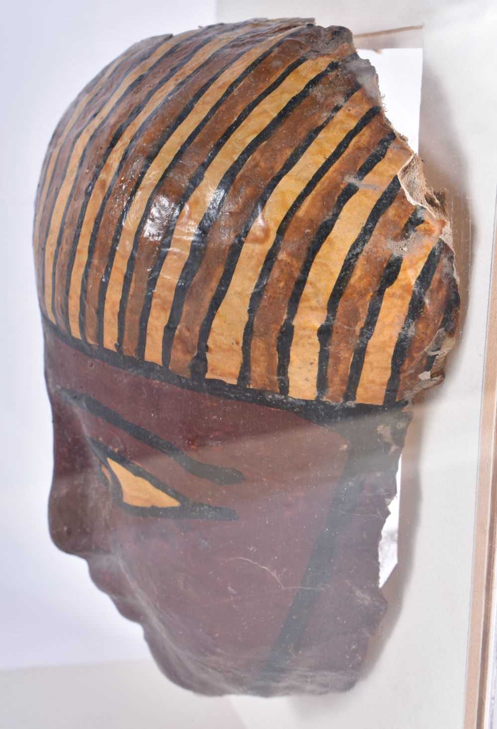 A FINE AND RARE EGYPTIAN CARTONNAGE MUMMY MASK Late Period 664-40 BC. 28 cm x 22 cm. - Image 4 of 6