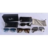 FOUR PAIRS OF RAY BAN SUNGLASSES. 15 cm wide. (4)