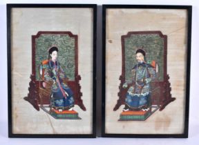 Chinese School (19th Century) Pair, Pith paper watercolours. 34 cm x 24 cm.