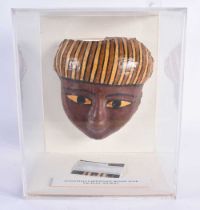A FINE AND RARE EGYPTIAN CARTONNAGE MUMMY MASK Late Period 664-40 BC. 28 cm x 22 cm.