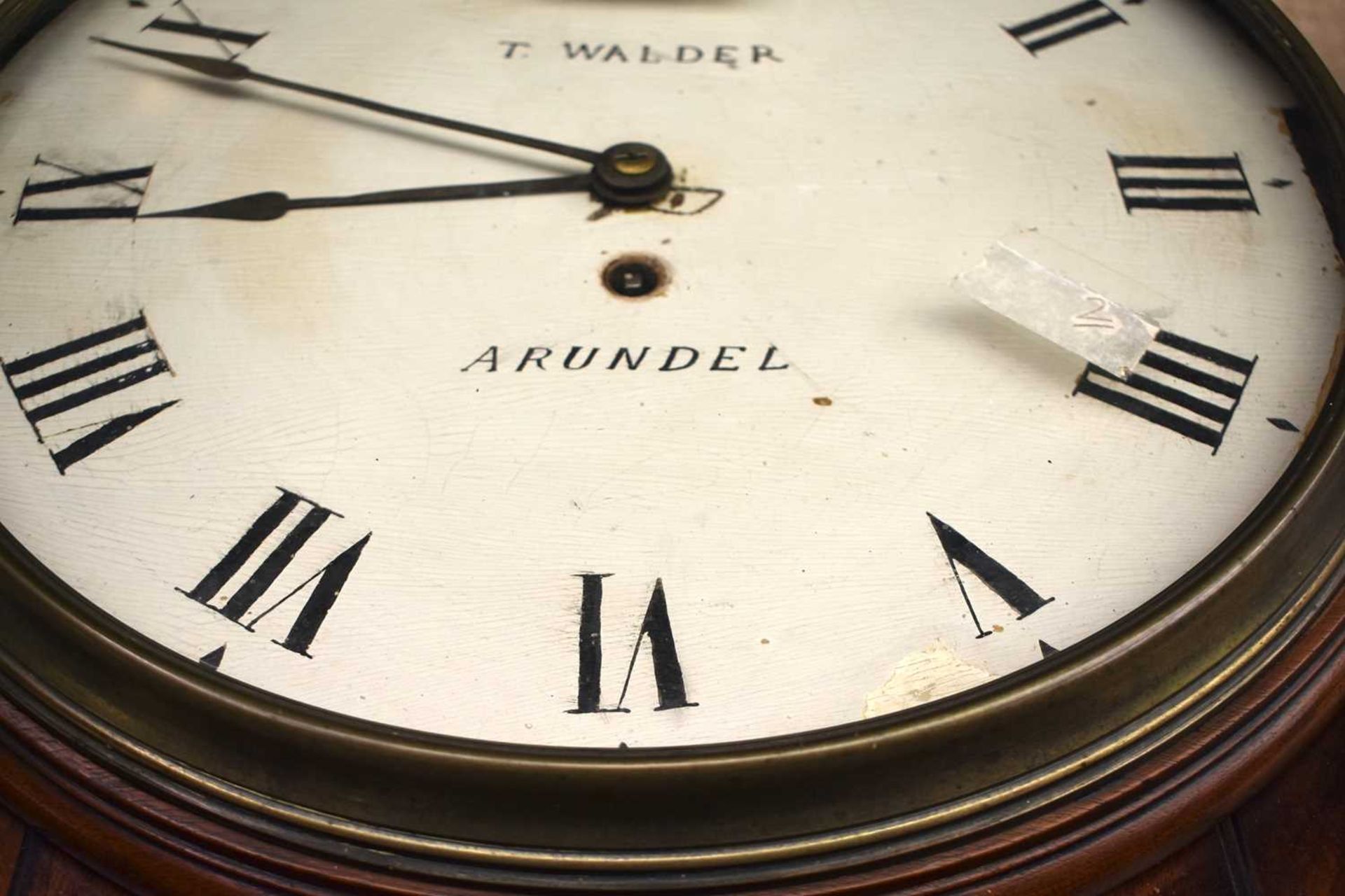 A RARE WOOD DIAL THOMAS WALDER OF ARUNDEL HANGING WALL CLOCK with black painted Roman numerals and - Image 18 of 19