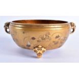 A 19TH CENTURY JAPANESE MEIJI PERIOD GOLD LACQUER SHIBAYAMA INLAID CIRCULAR CENSER decorated with