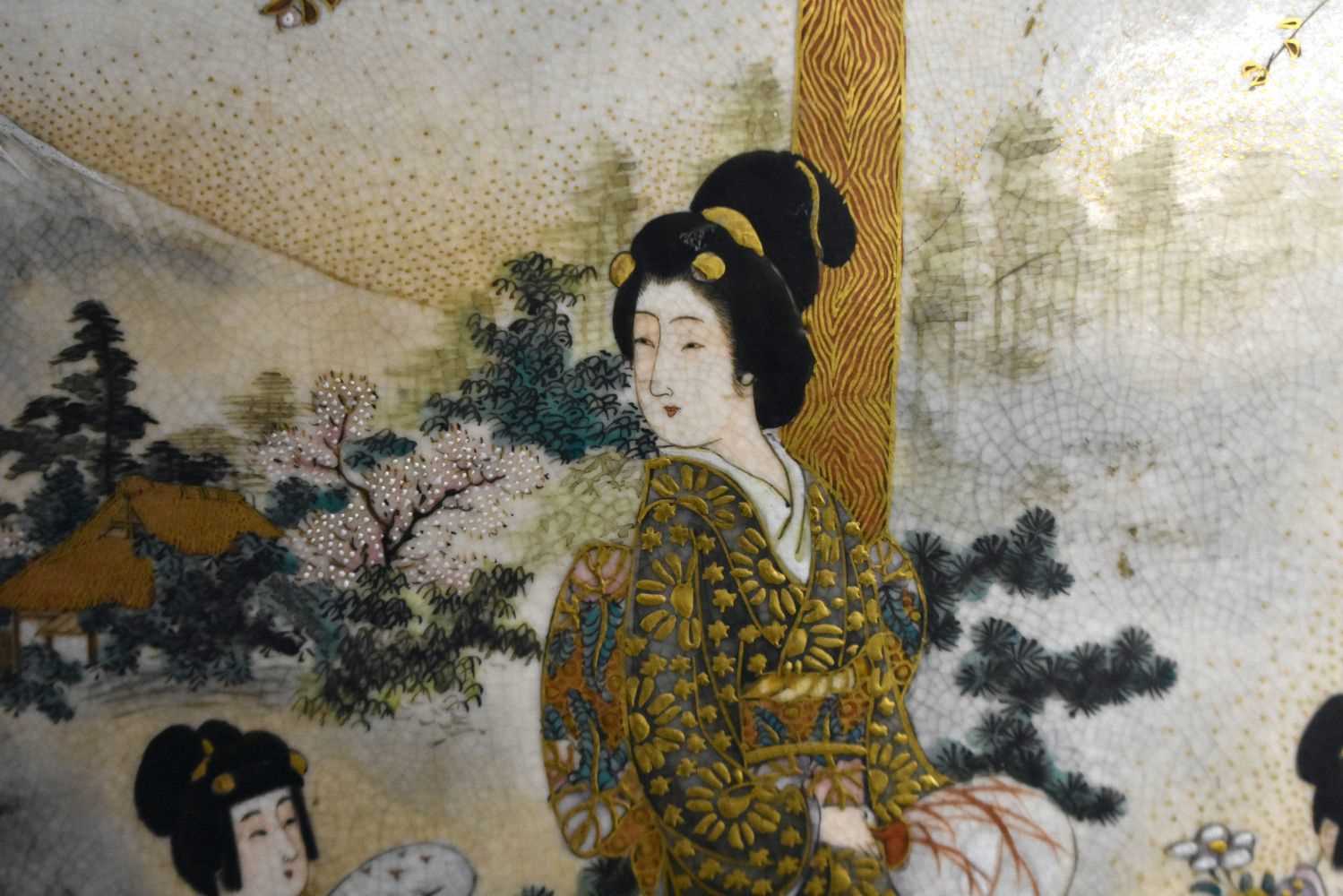 A MONUMENTAL 19TH CENTURY JAPANESE MEIJI PERIOD COUNTRY HOUSE SATSUMA VASE painted with geisha - Image 3 of 10