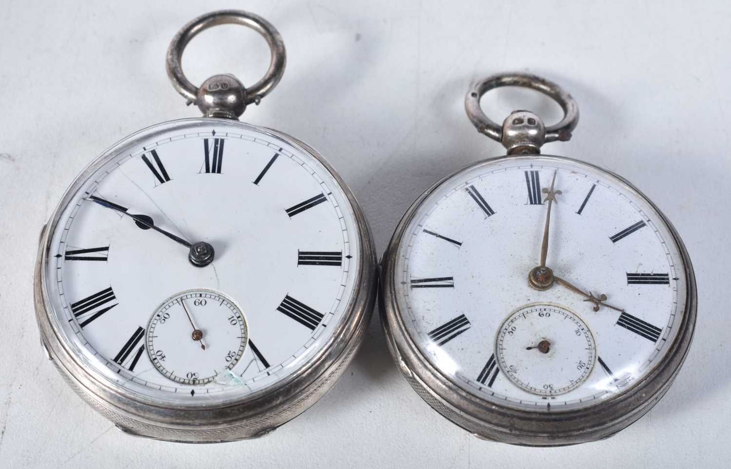 Two Victorian Silver Open Face Pocket Watches. Hallmarks include London 1869, largest 5.2cm