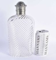 AN UNUSUALLY LARGE VICTORIAN SILVER MOUNTED WRYTHEN MOULDED GLASS BOTTLE by Thomas Johnson I, the