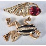 Two gold tone brooches by designer Christian Dior. Stamped Dior, largest 4.7cm x 3.3cm, total weight