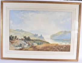 John Cuthbert Salmon (1844-1917) British, Watercolour, Coastal scene. 90 cm x 66 cm.