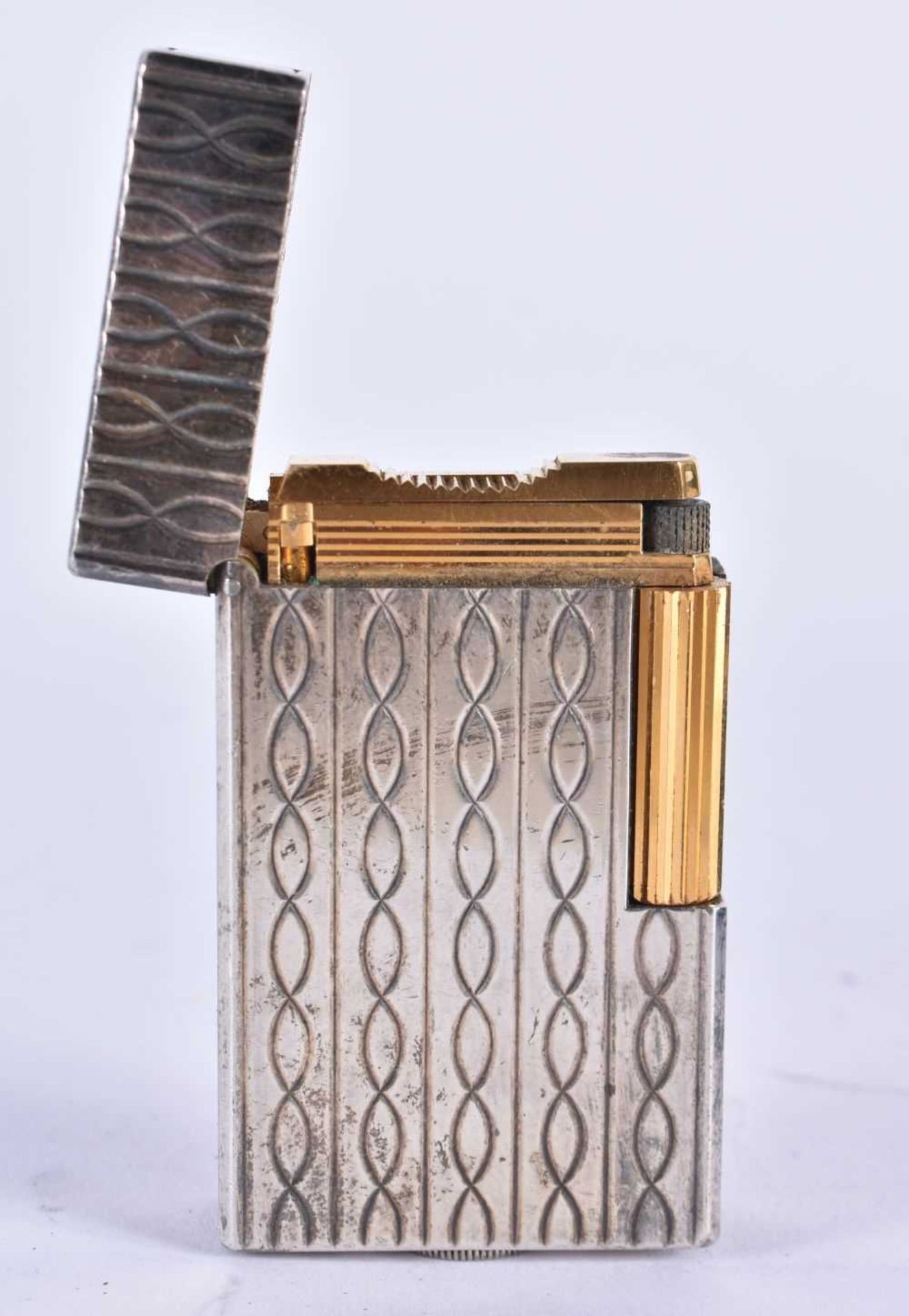 AN ANTIQUE HARRY LE MOINE COMBINATION KNIFE and a ST Dupont silver plated lighter. Largest 14 cm - Image 2 of 6