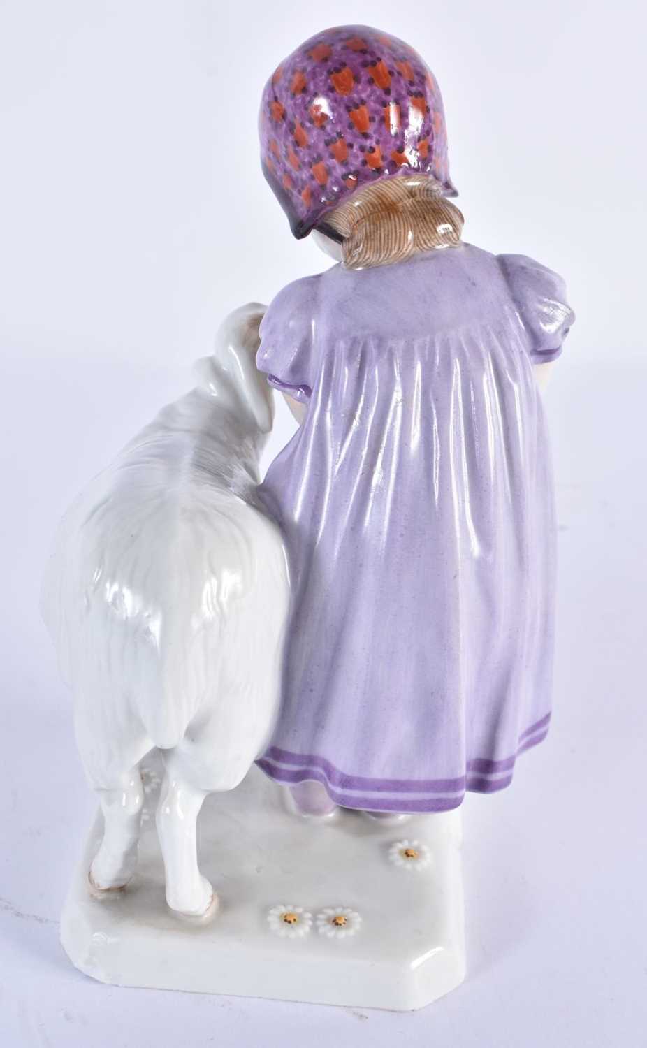 AN UNUSUAL GERMAN MEISSEN PORCELAIN GROUP depicting a child and a young goat. 17 cm high. - Image 3 of 18