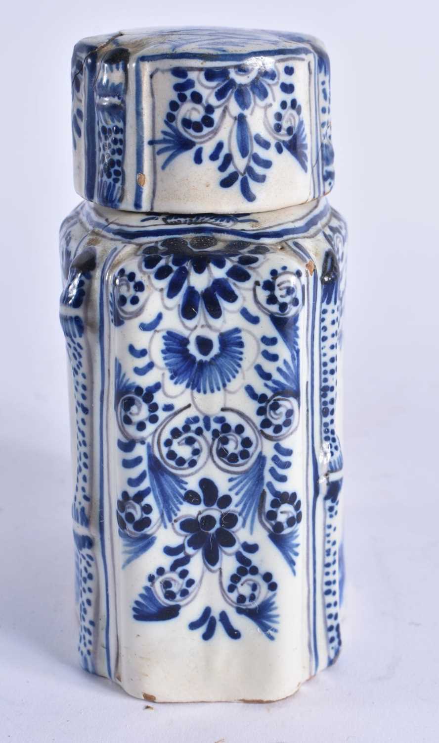 AN ANTIQUE DELFT FAIENCE WALL BRACKET together with a Delft figural monkey jug & a similar tea - Image 7 of 12