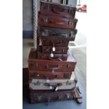 Ten Vintage Suit Cases, largest 72 x 40cm, (10)