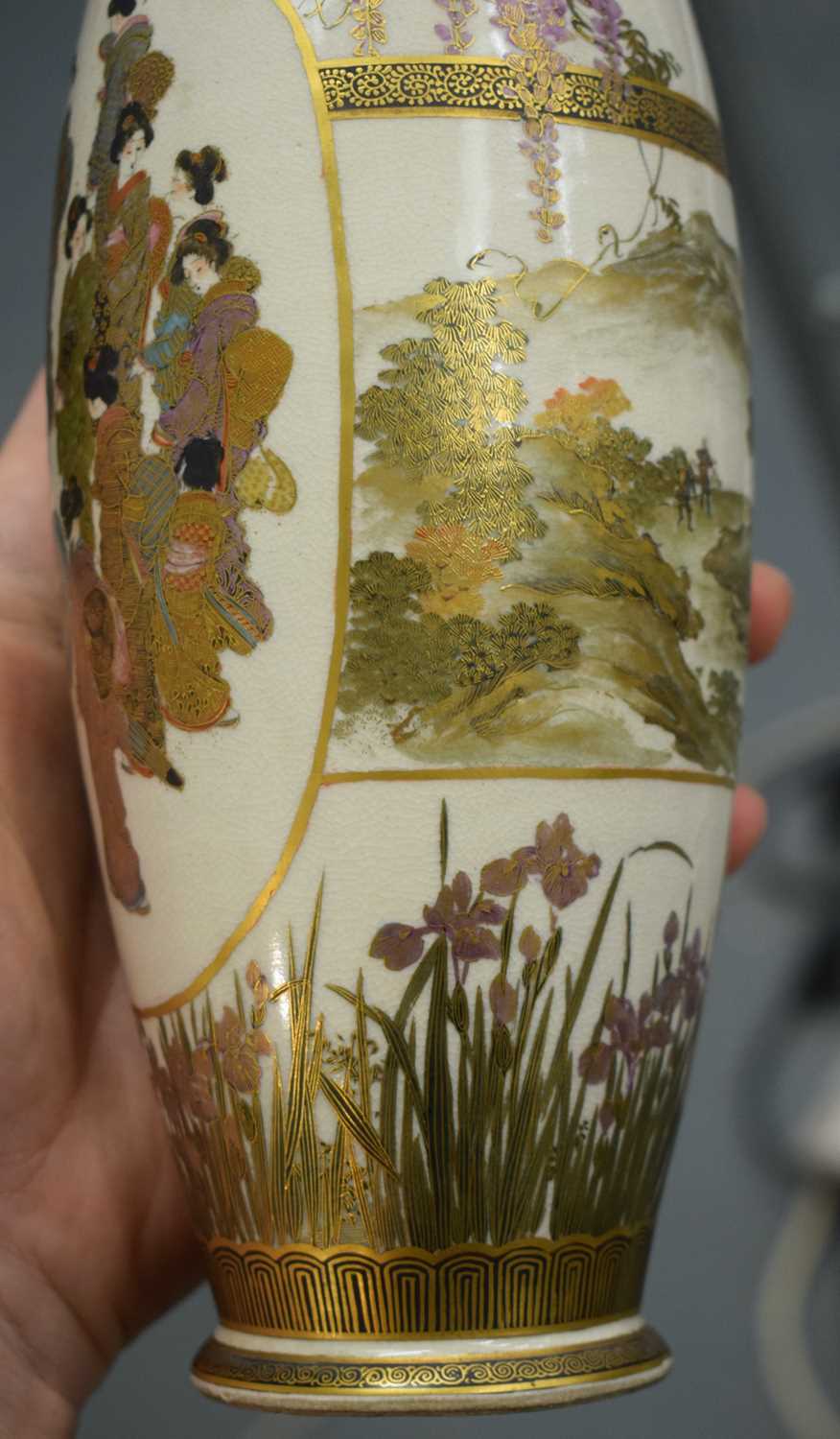 A PAIR OF LATE 19TH CENTURY JAPANESE MEIJI PERIOD SATSUMA POTTERY VASES painted with a group of - Image 25 of 25