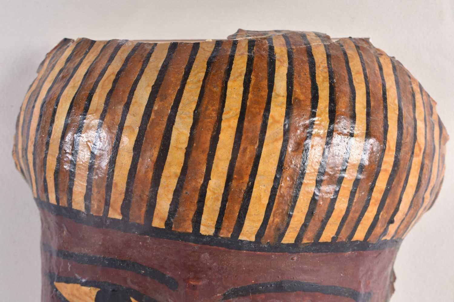 A FINE AND RARE EGYPTIAN CARTONNAGE MUMMY MASK Late Period 664-40 BC. 28 cm x 22 cm. - Image 3 of 6
